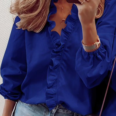AYA | BLUSE MIT RÜSCHEN UND V-AUSSCHNITT