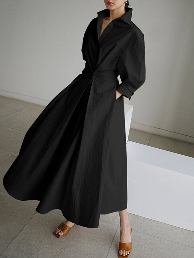 Mila | Stilvolles Hemd-Maxikleid