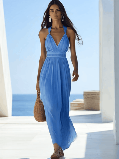 Aurora – Hellblaues Chiffon-Maxikleid von hoher Qualität
