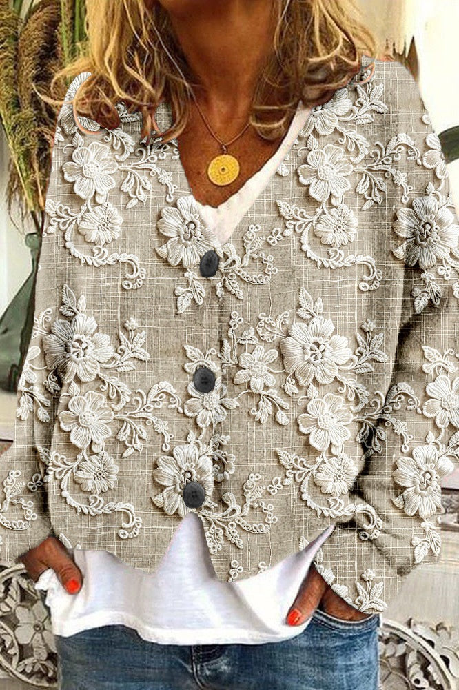 Strickjacke mit Blütenfaden