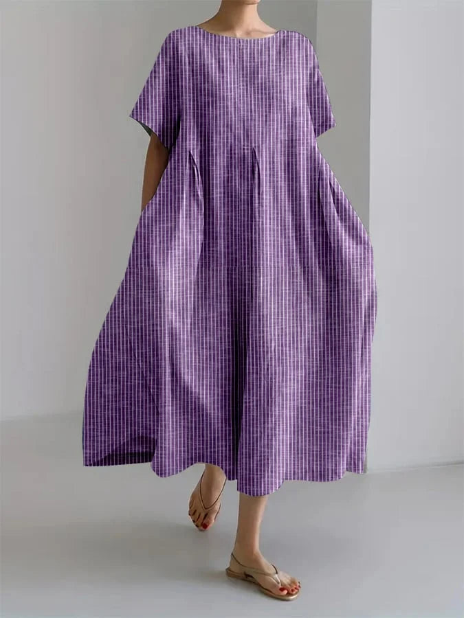 Lässiges Damenkleid mit Retro-Streifendesign und lockerem Schnitt