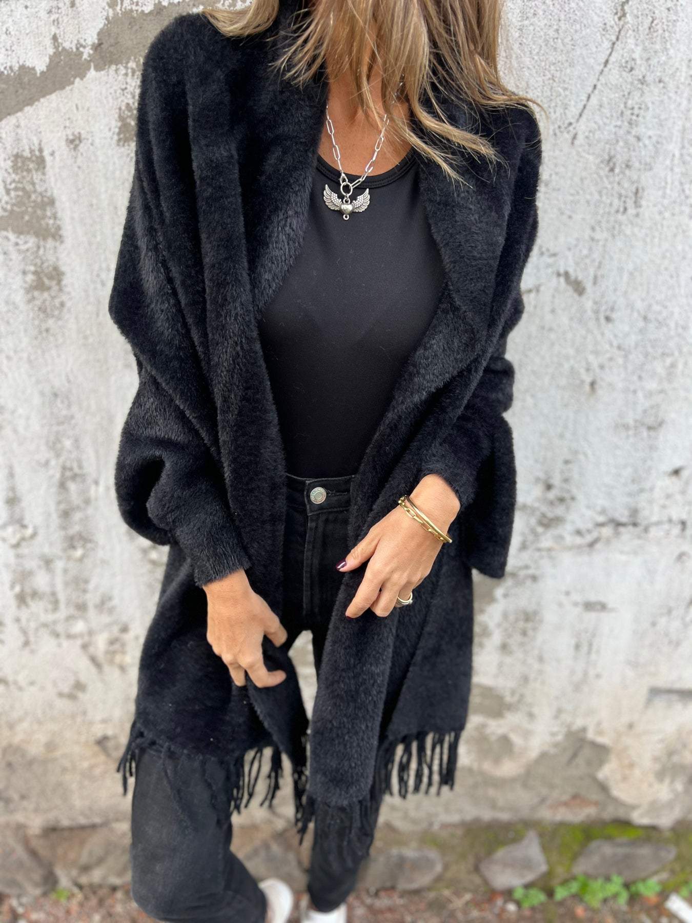 Women's Long Sleeve Fringe Coat Casual