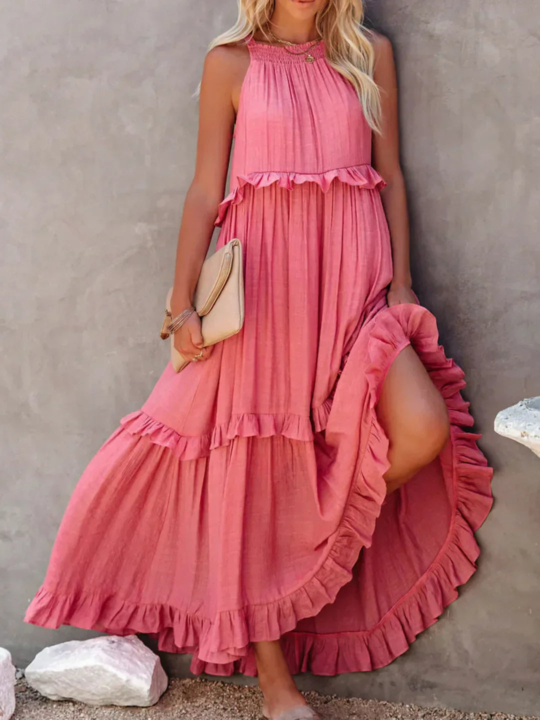 Christa | Schickes Neckholder-Rüschenkleid