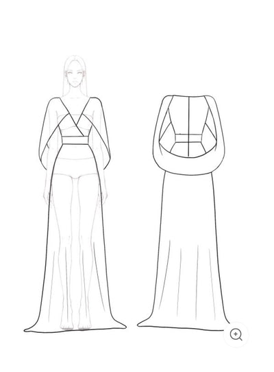 Aurélie | Goldenes plissiertes Abendkleid mit Cape