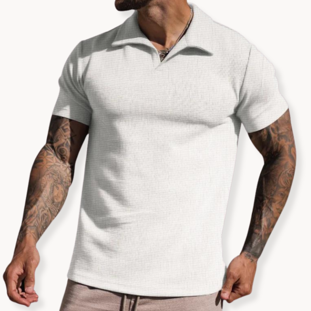 Malric | Strukturiertes Poloshirt mit Stehkragen