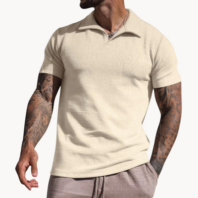 Malric | Strukturiertes Poloshirt mit Stehkragen