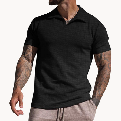 Malric | Strukturiertes Poloshirt mit Stehkragen