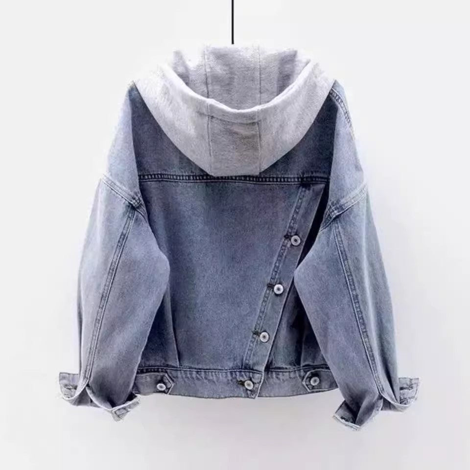 Aria | Hooded Bio-Denim Patchwork Jacke