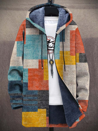 Jamie | Patchwork Kunst Sherpa-gefütterte Kapuzenjacke