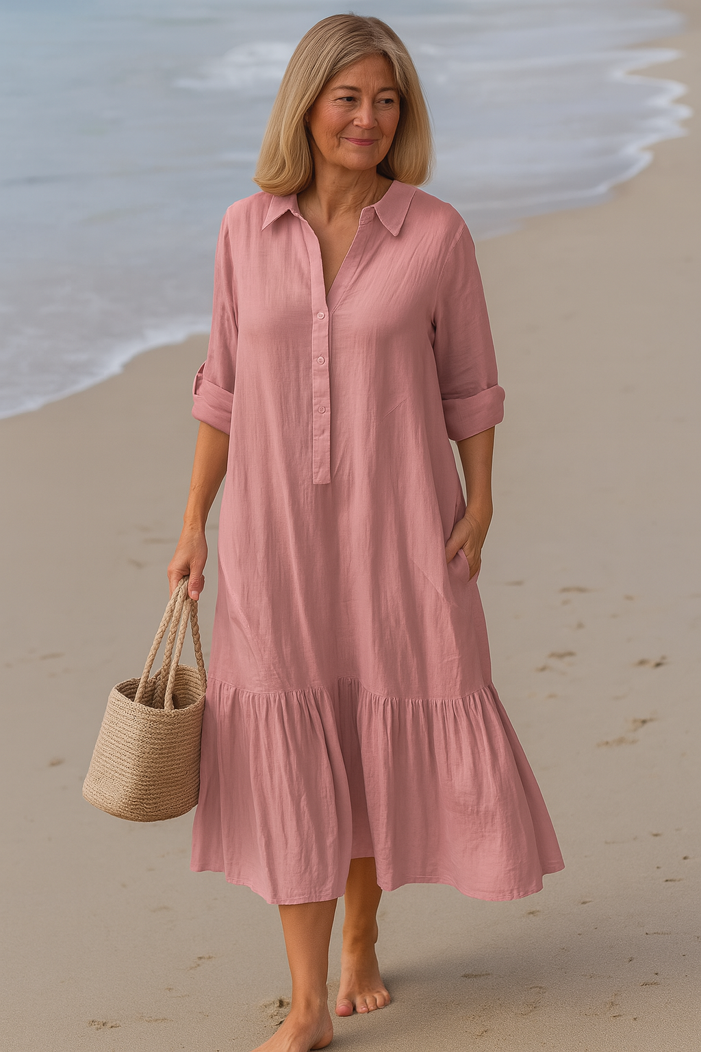 Cavell – Kleid mit Kragen und fließendem Saum
