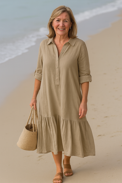 Cavell – Kleid mit Kragen und fließendem Saum