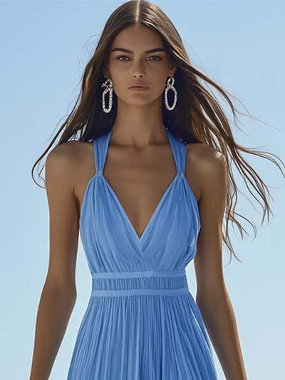 Aurora – Hellblaues Chiffon-Maxikleid von hoher Qualität