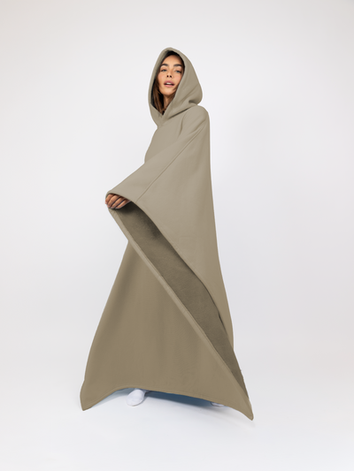 Fleece-Poncho mit Kapuze