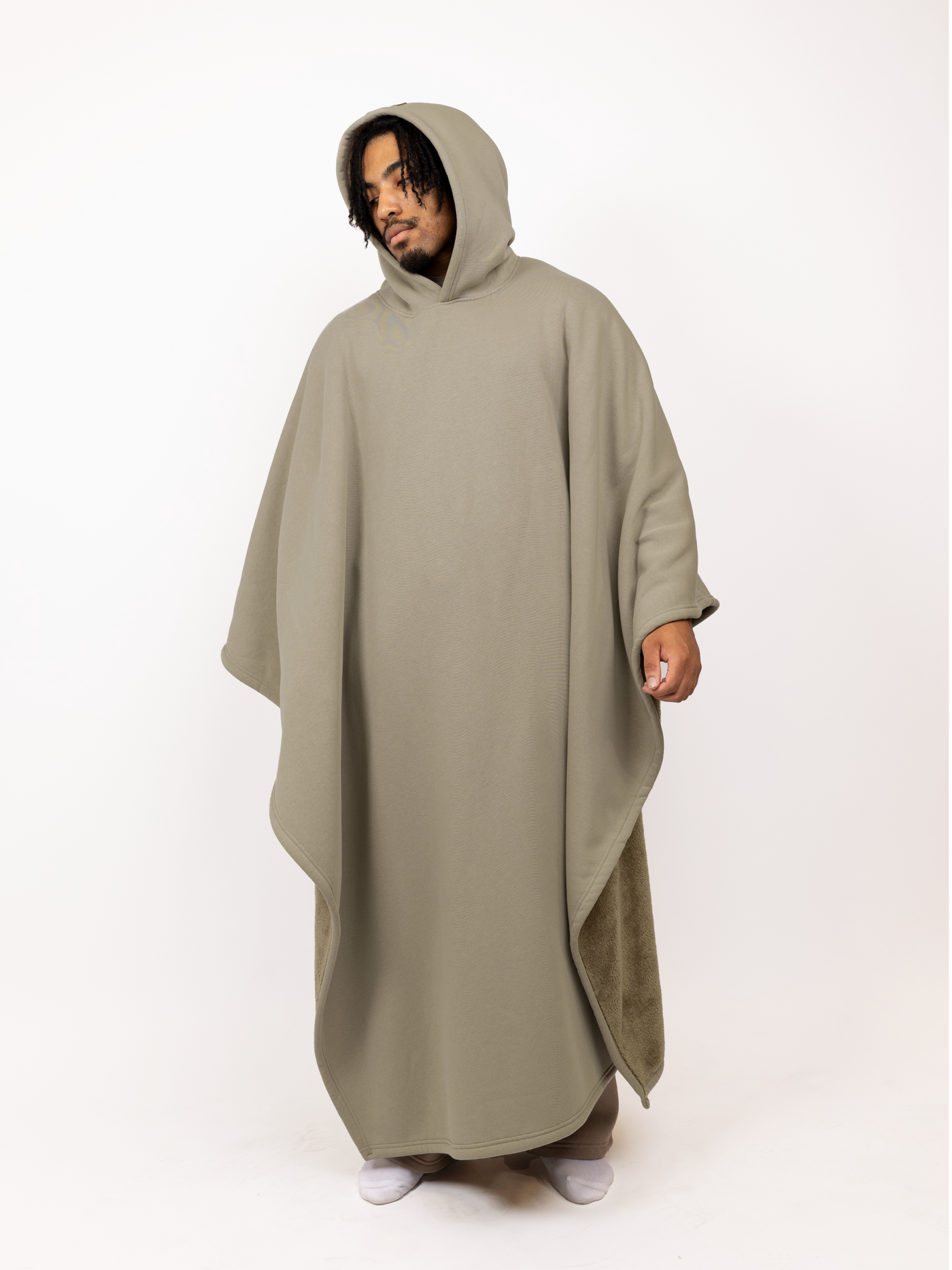 Fleece-Poncho mit Kapuze