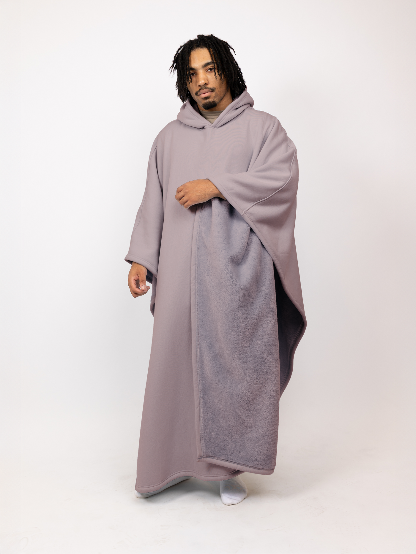 Fleece-Poncho mit Kapuze