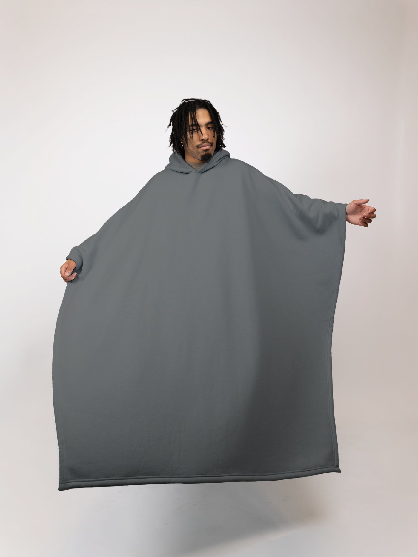 Fleece-Poncho mit Kapuze