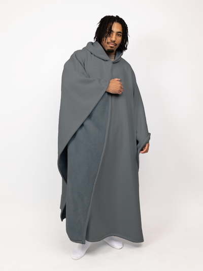 Fleece-Poncho mit Kapuze