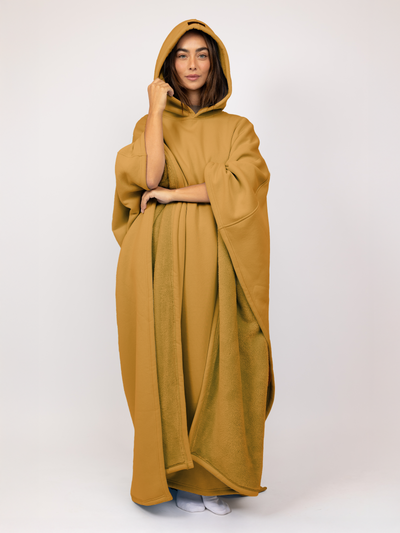 Fleece-Poncho mit Kapuze