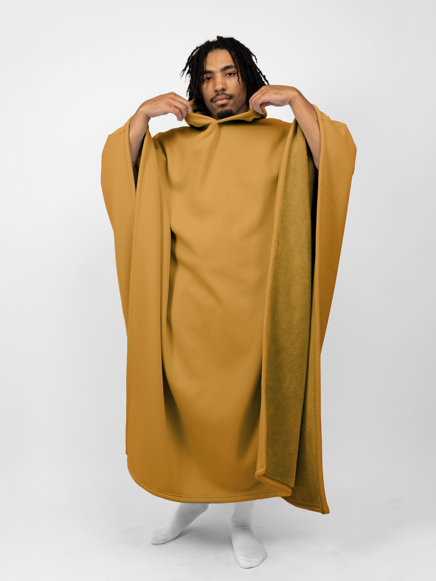 Fleece-Poncho mit Kapuze