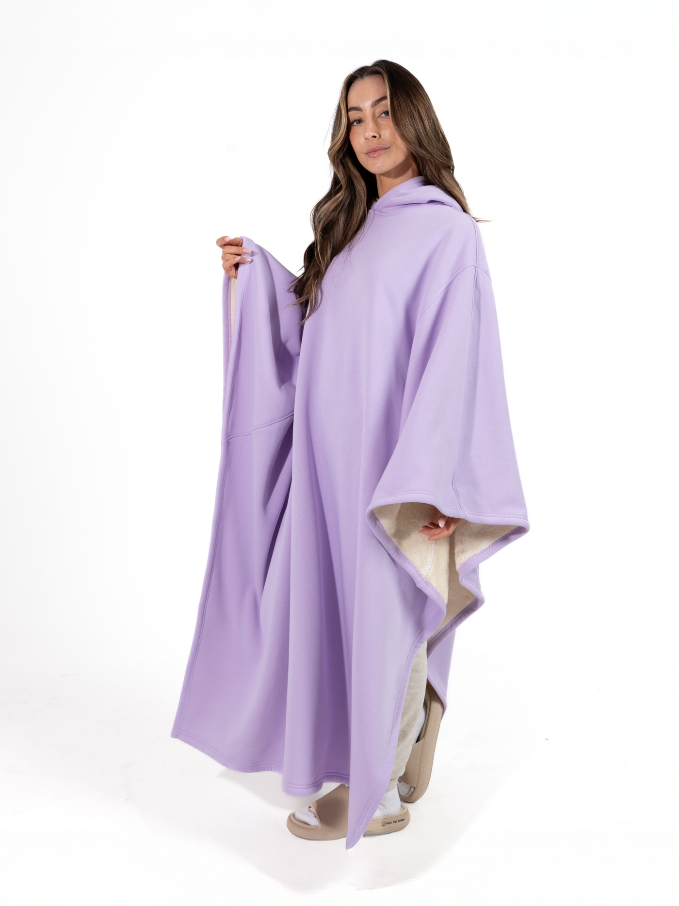 Fleece-Poncho mit Kapuze