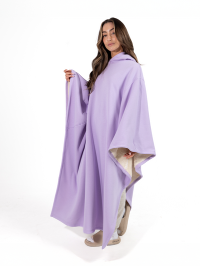 Fleece-Poncho mit Kapuze