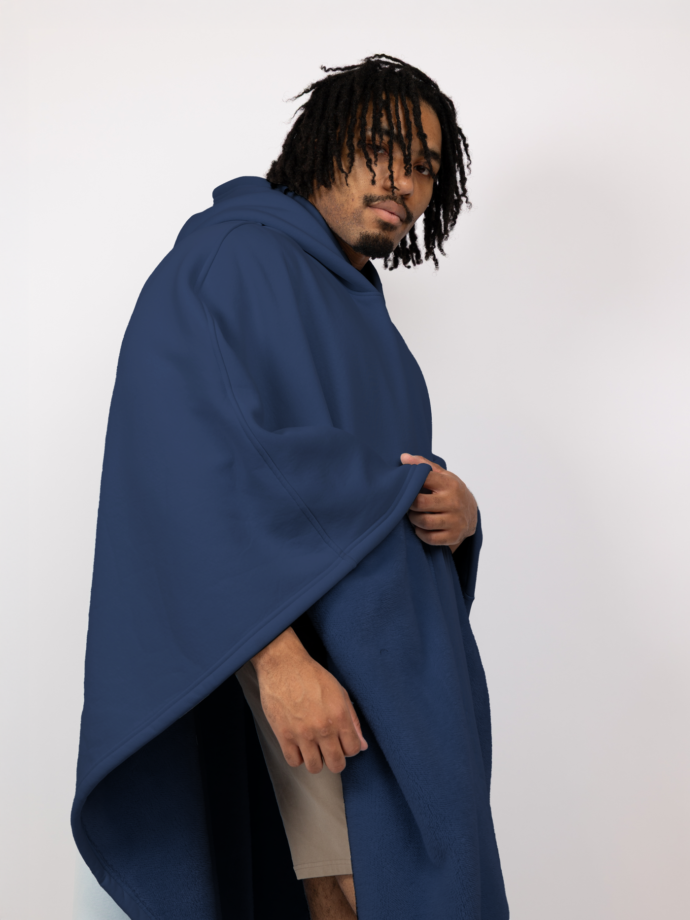 Fleece-Poncho mit Kapuze