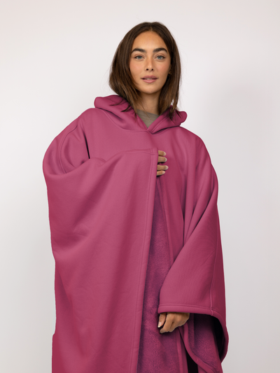 Fleece-Poncho mit Kapuze