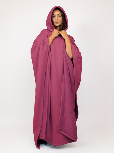 Fleece-Poncho mit Kapuze