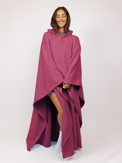Fleece-Poncho mit Kapuze