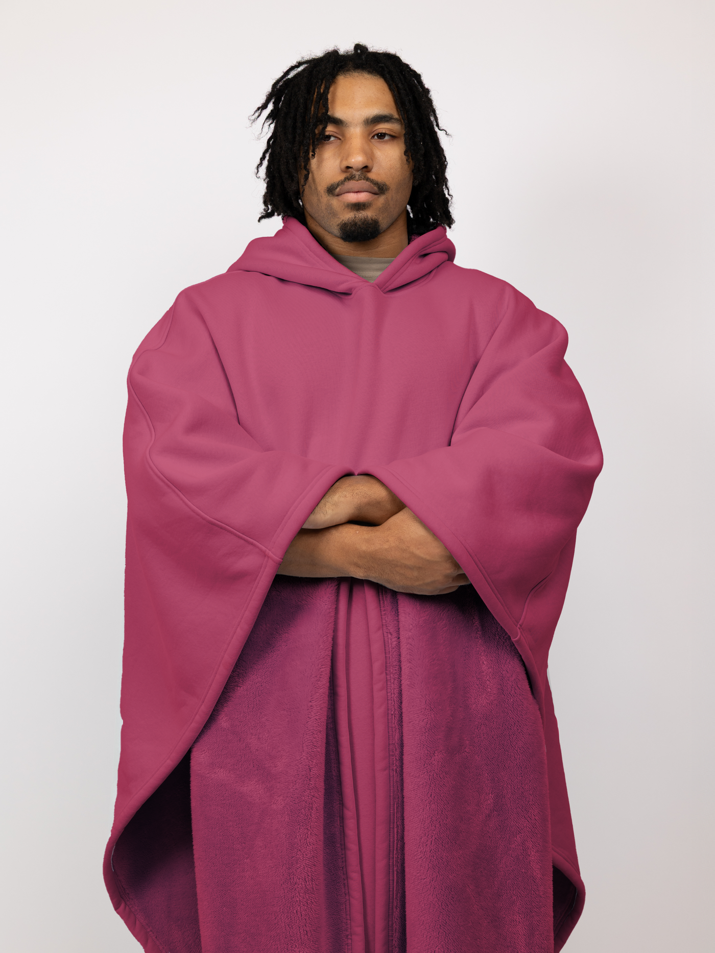 Fleece-Poncho mit Kapuze