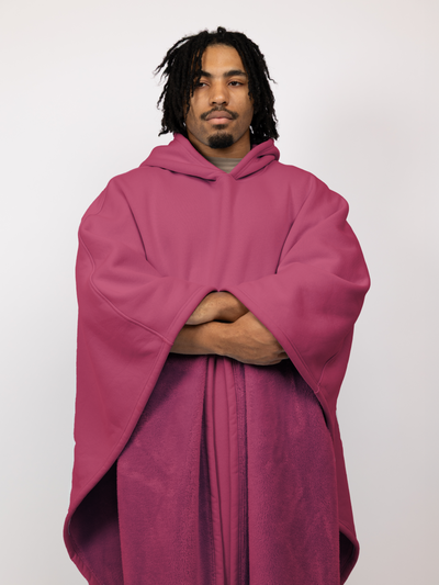 Fleece-Poncho mit Kapuze