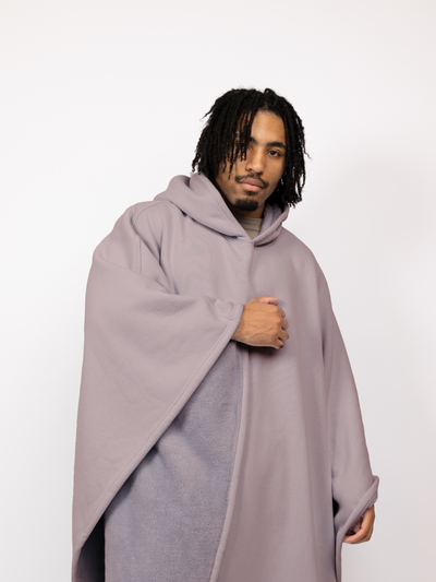 Fleece-Poncho mit Kapuze