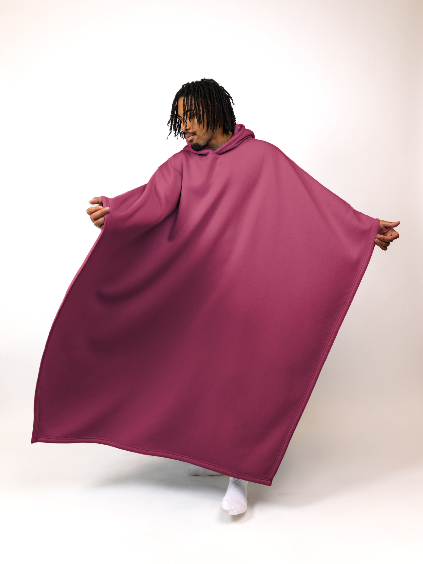 Fleece-Poncho mit Kapuze