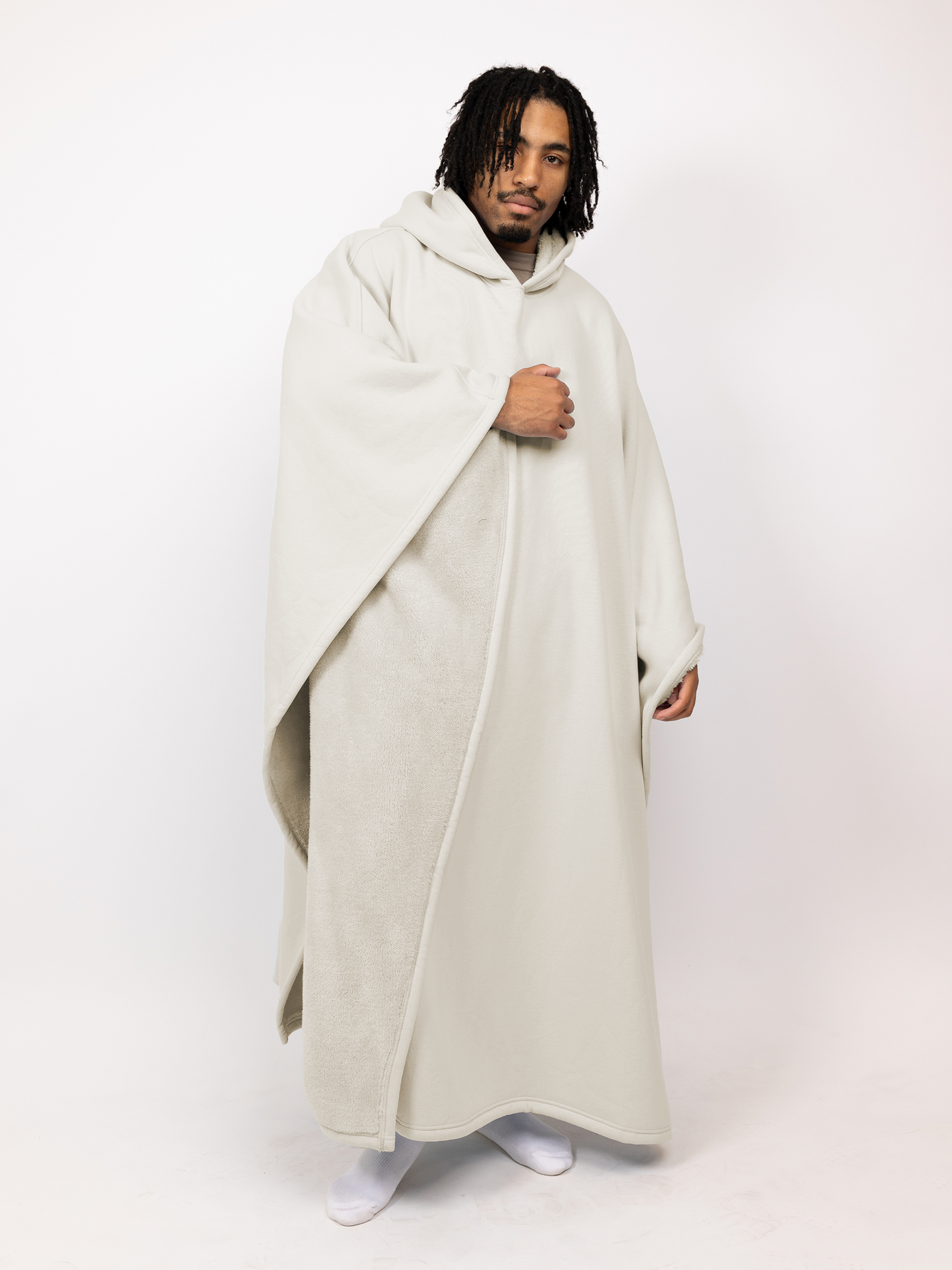 Fleece-Poncho mit Kapuze