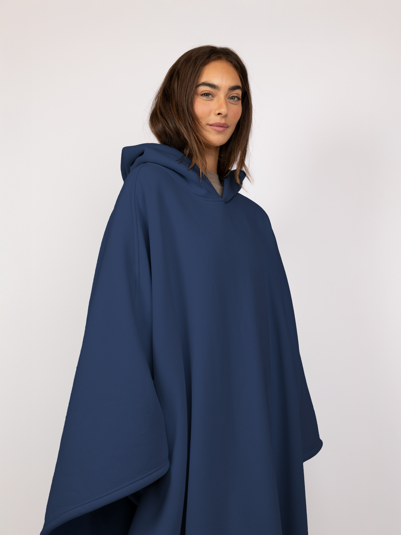 Fleece-Poncho mit Kapuze