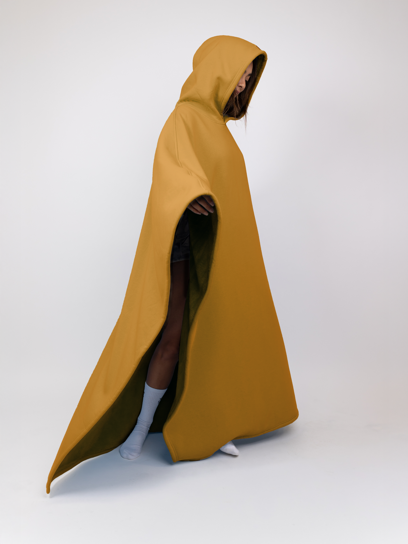 Fleece-Poncho mit Kapuze