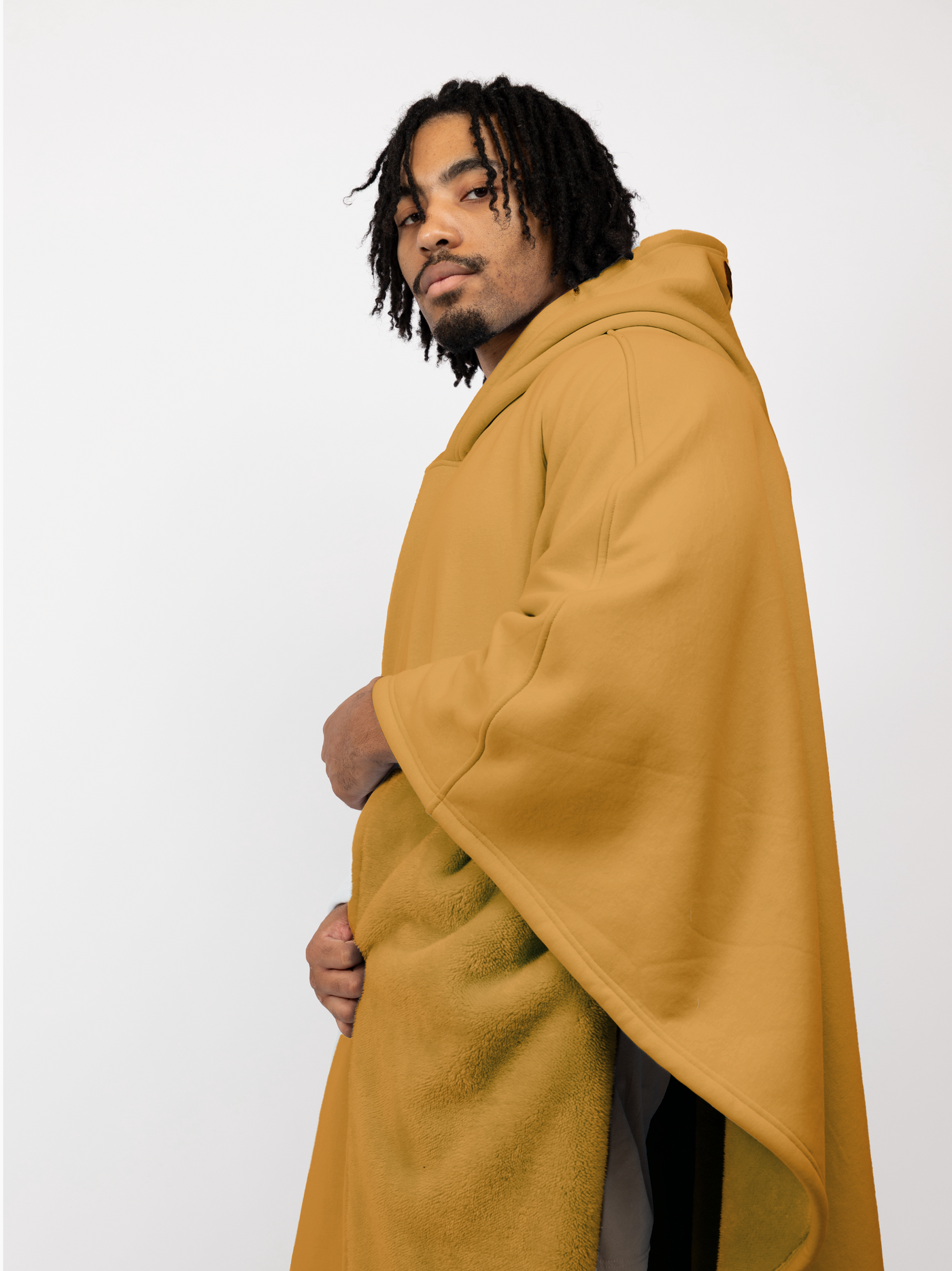 Fleece-Poncho mit Kapuze