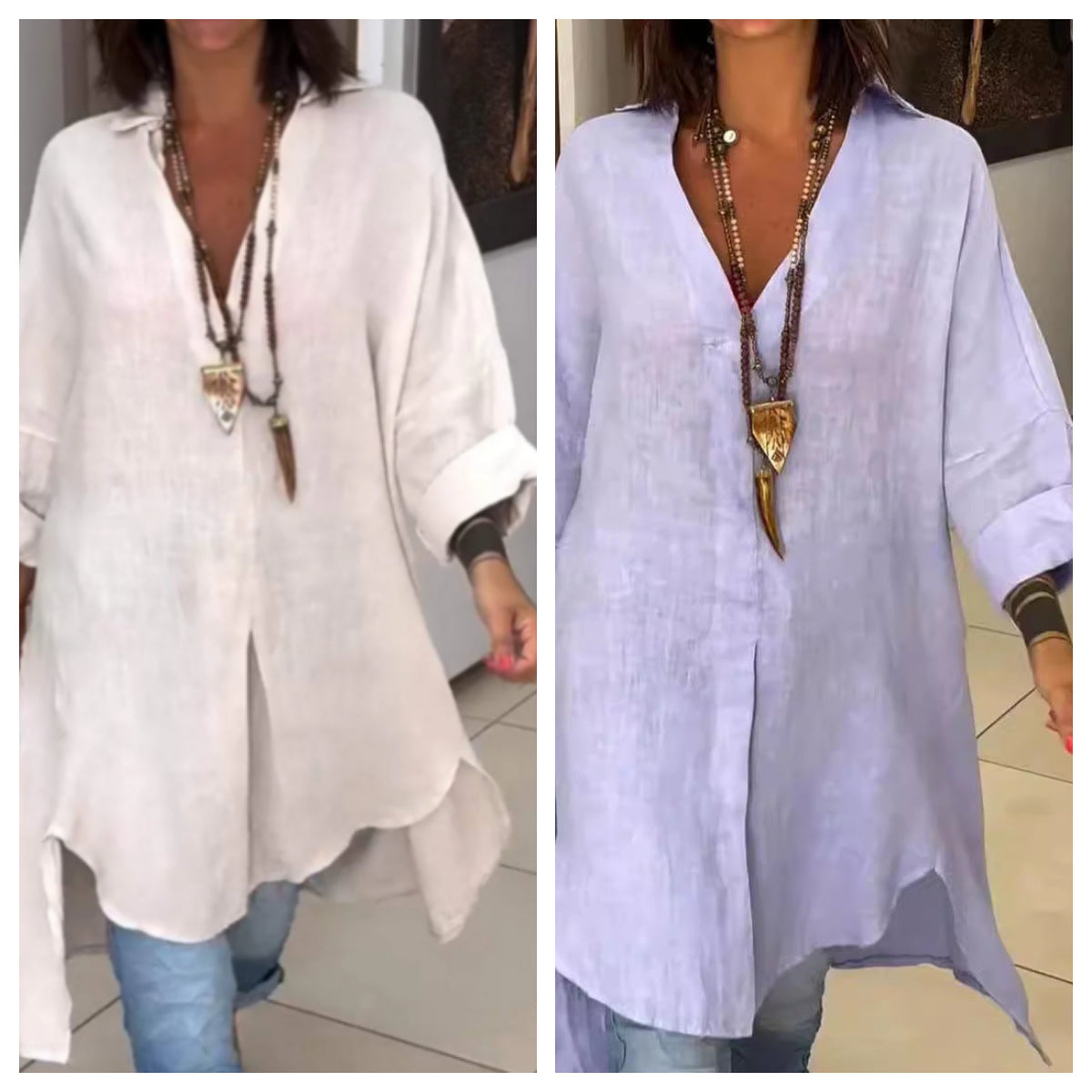 Weißes Longshirt Hemd im Oversize Look