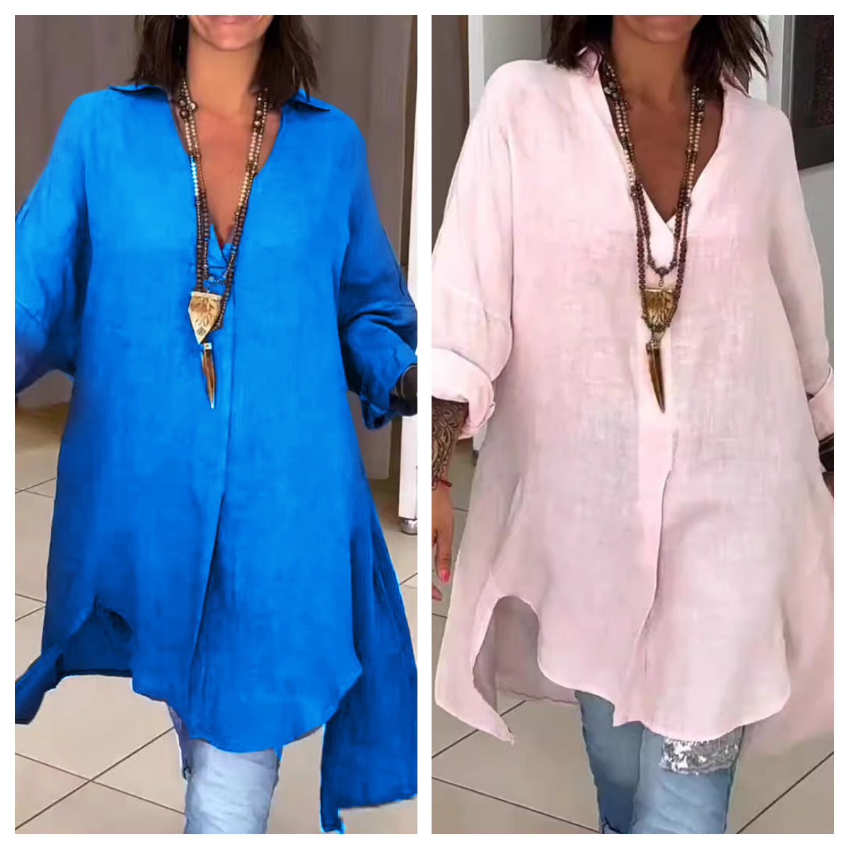 Weißes Longshirt Hemd im Oversize Look