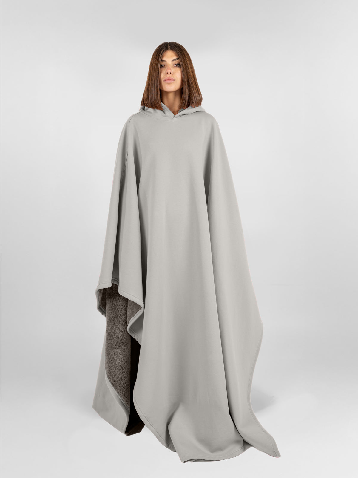 Fleece-Poncho mit Kapuze