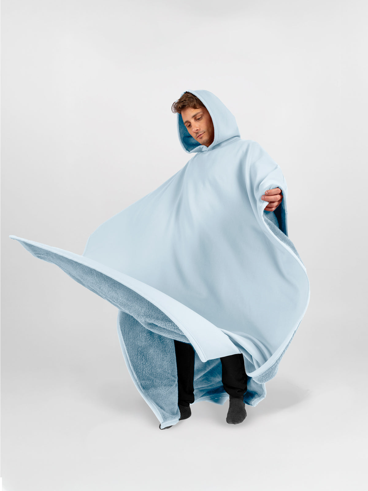 Fleece-Poncho mit Kapuze