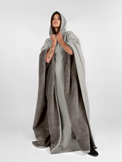 Fleece-Poncho mit Kapuze