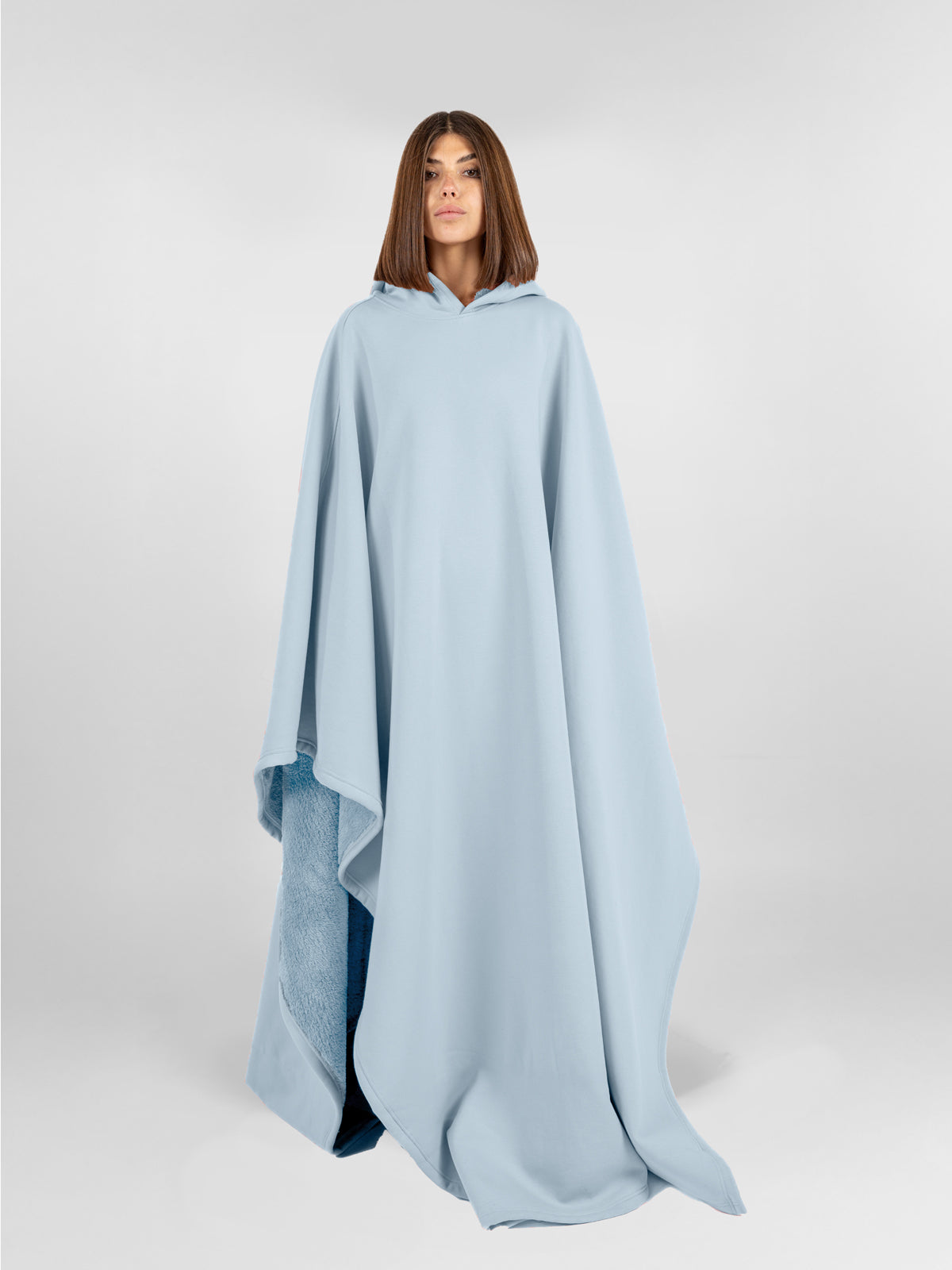Fleece-Poncho mit Kapuze