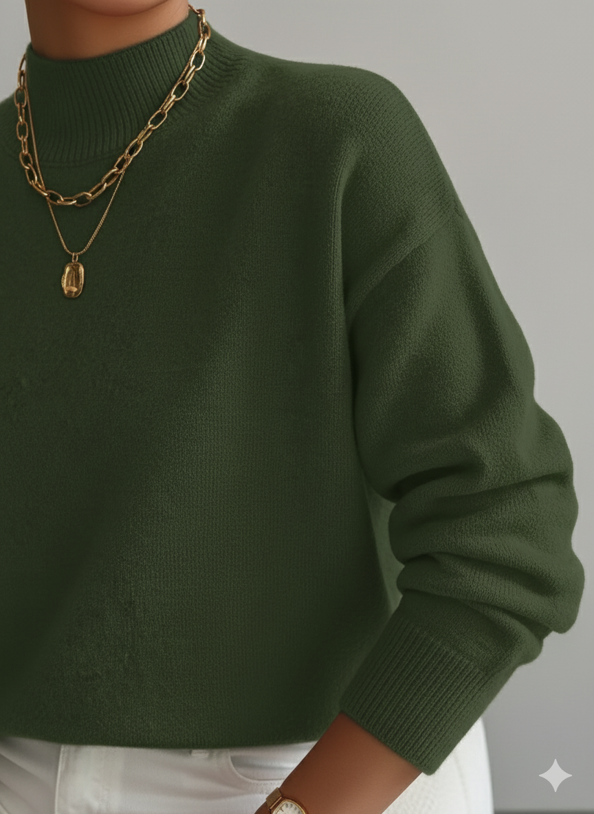 Sophia | Damen Strickpullover mit Stehkragen