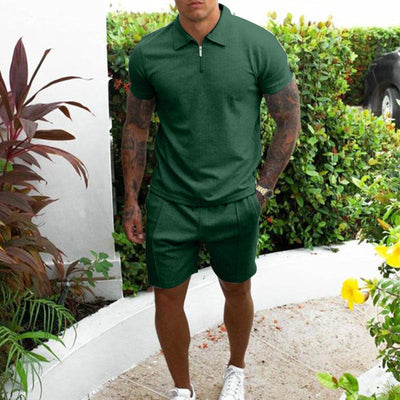 Kasimir | Lockeres Set aus Poloshirt und Shorts mit Reißverschluss