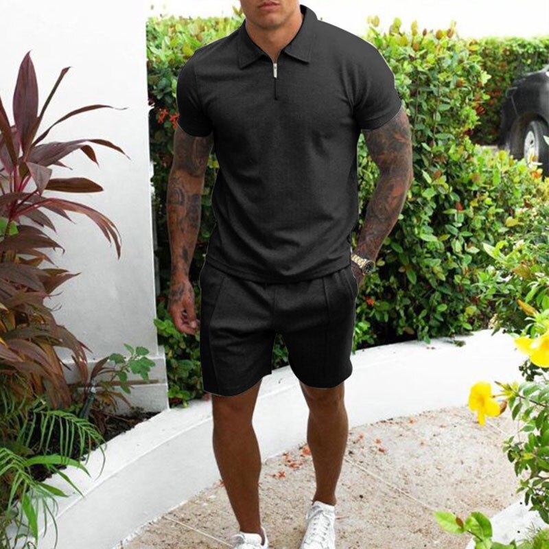 Kasimir | Lockeres Set aus Poloshirt und Shorts mit Reißverschluss