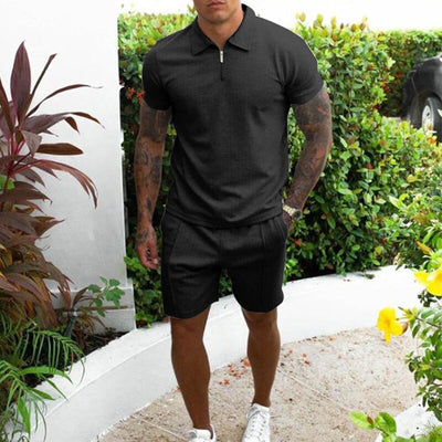 Kasimir | Lockeres Set aus Poloshirt und Shorts mit Reißverschluss