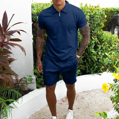 Kasimir | Lockeres Set aus Poloshirt und Shorts mit Reißverschluss