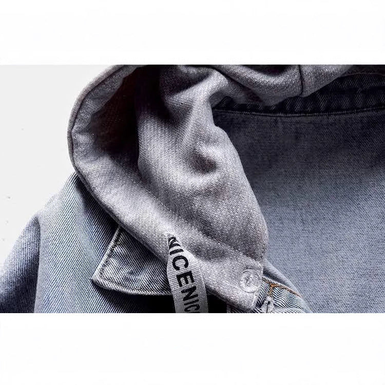 Aria | Hooded Bio-Denim Patchwork Jacke