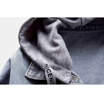 Aria | Hooded Bio-Denim Patchwork Jacke